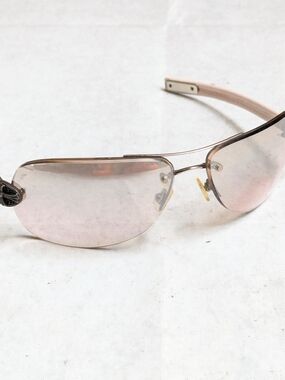 Chrome Hearts "Classic Oval" Sunglasses Pink Aviator Sterling Silver Leather